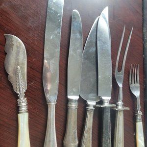Sterling Silver Handles Knives Fork Serving Server Butter Spreader Lot of 7